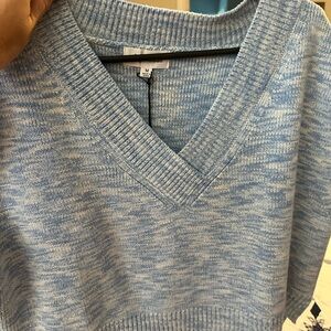 Blue V-Neck Sweater Top